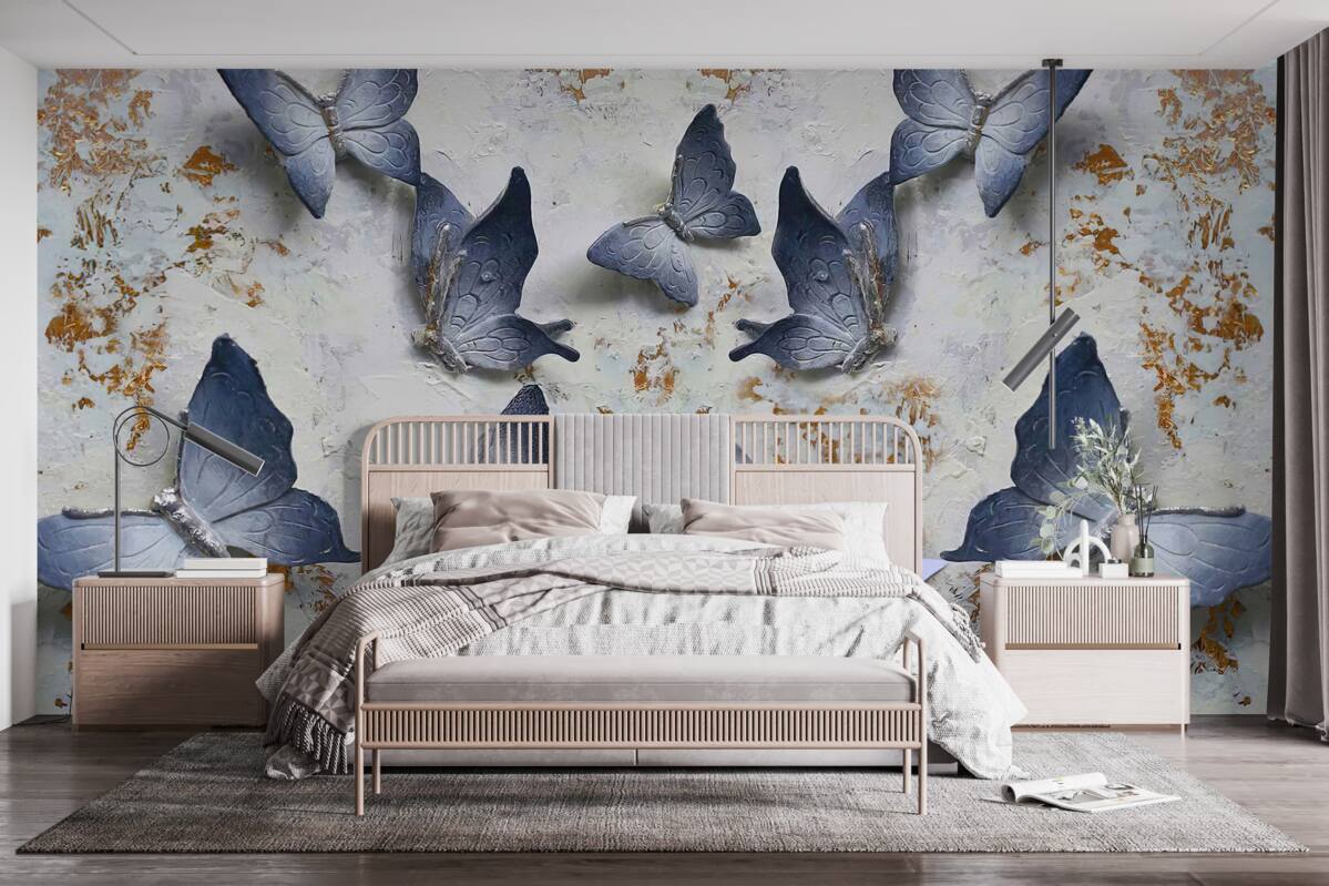 Fotobehang grote blauwe vlinders