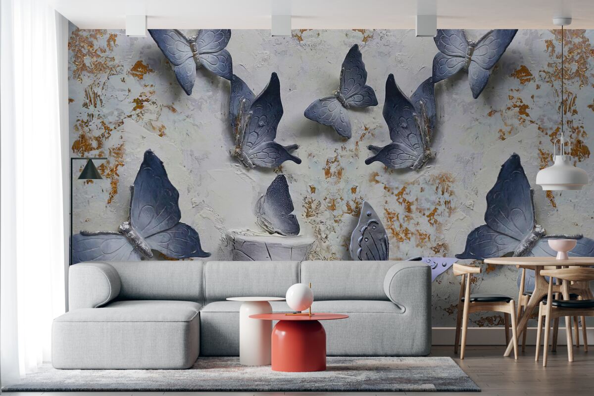 Fotobehang grote blauwe vlinders