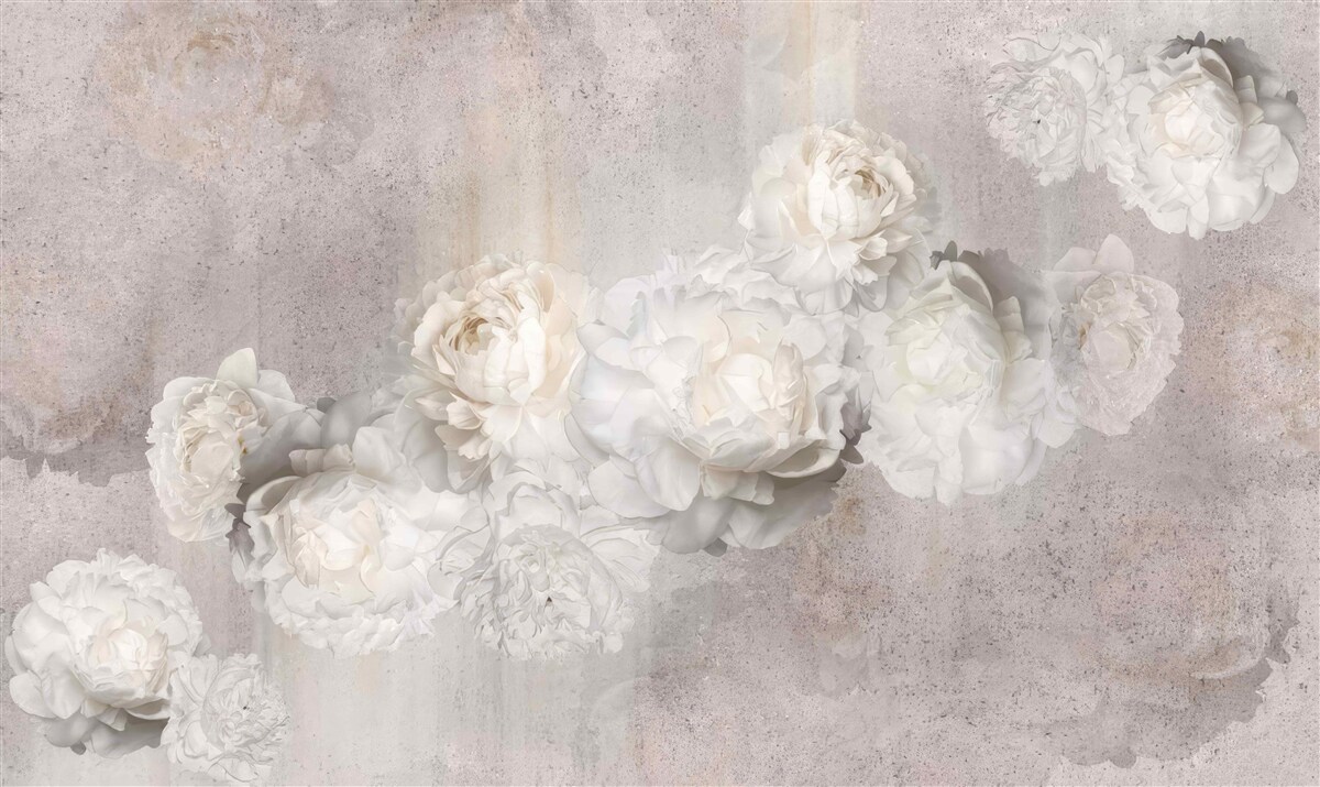 Fotobehang grote witte bloemen