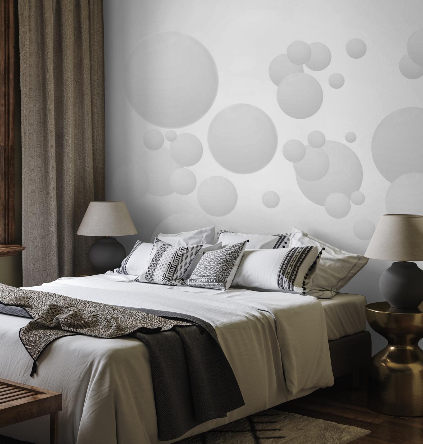 Fotobehang witte cirkels in verschillende maten