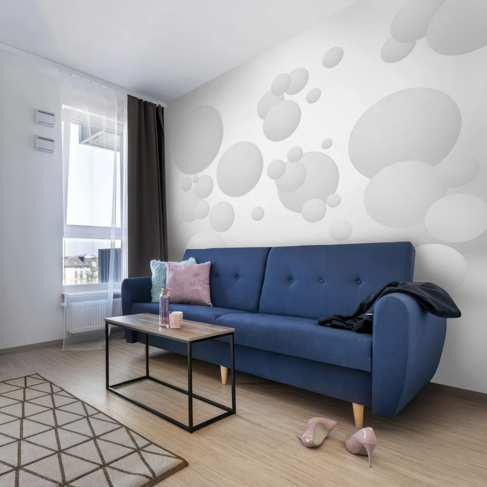 Fotobehang witte cirkels in verschillende maten