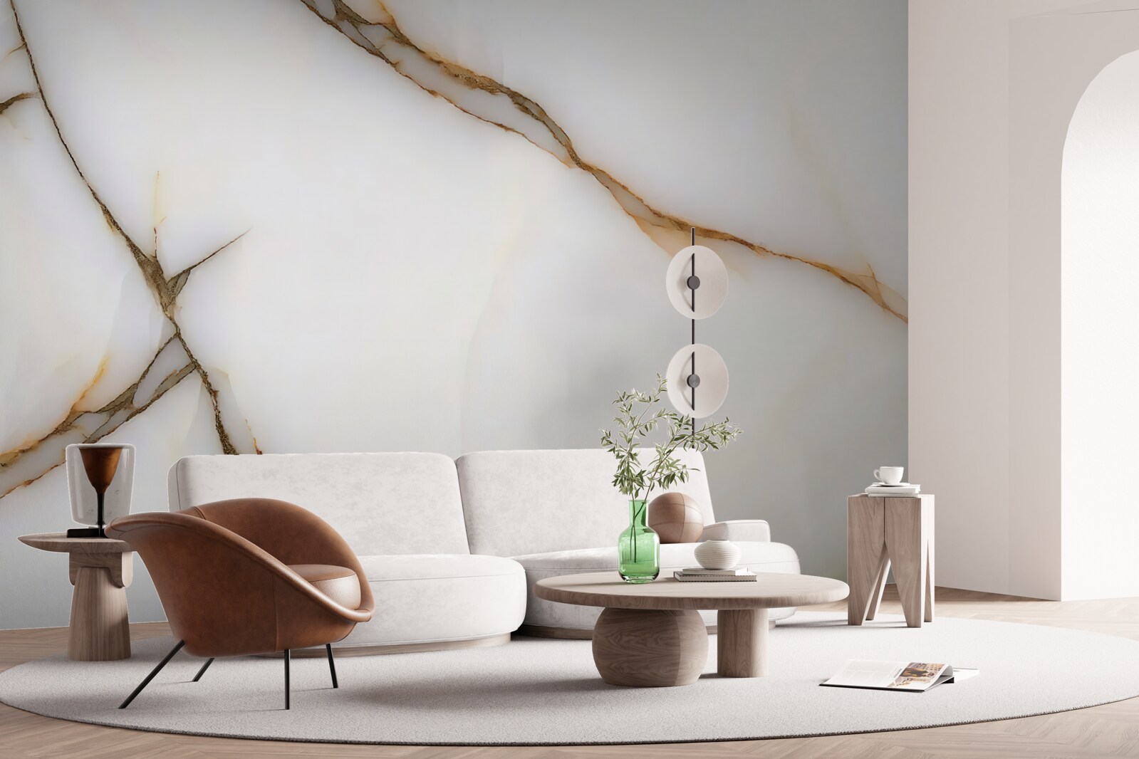 Fotobehang de achtergrond is licht met gebogen donkere lijnen