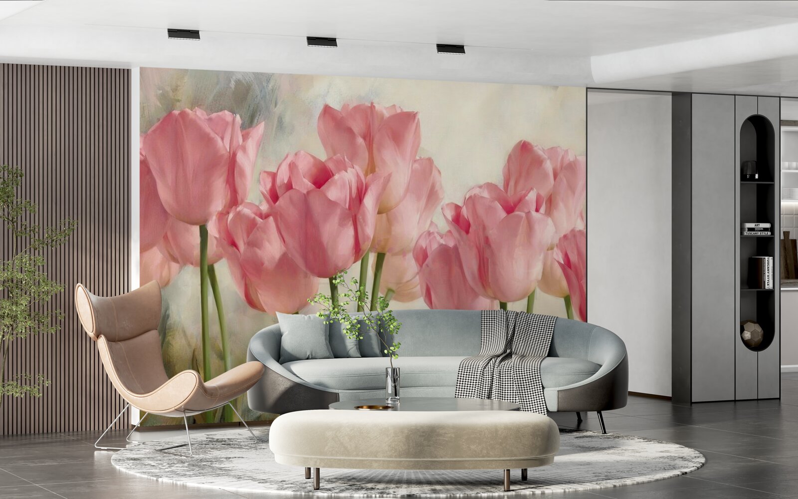 Fotobehang roze tulpen in bloei