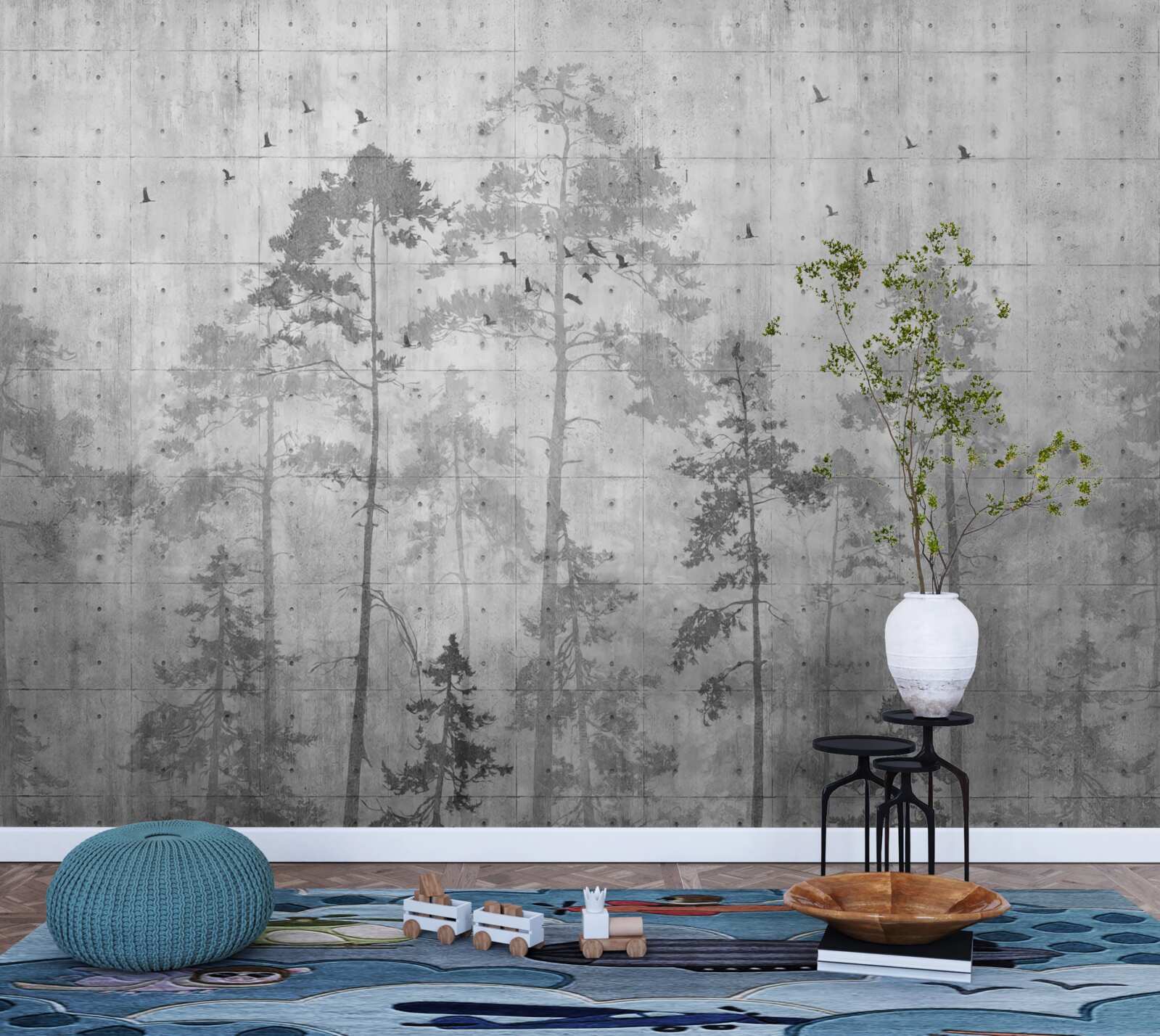 Fotobehang bos in zwart-wit