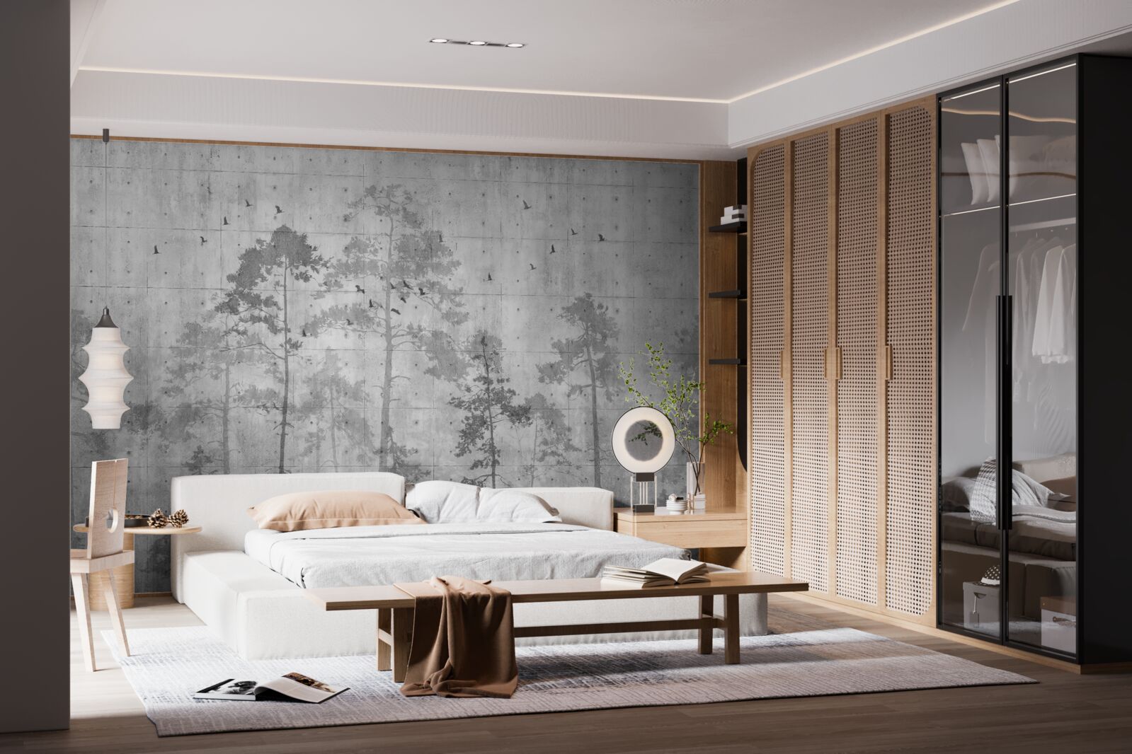 Fotobehang bos in zwart-wit