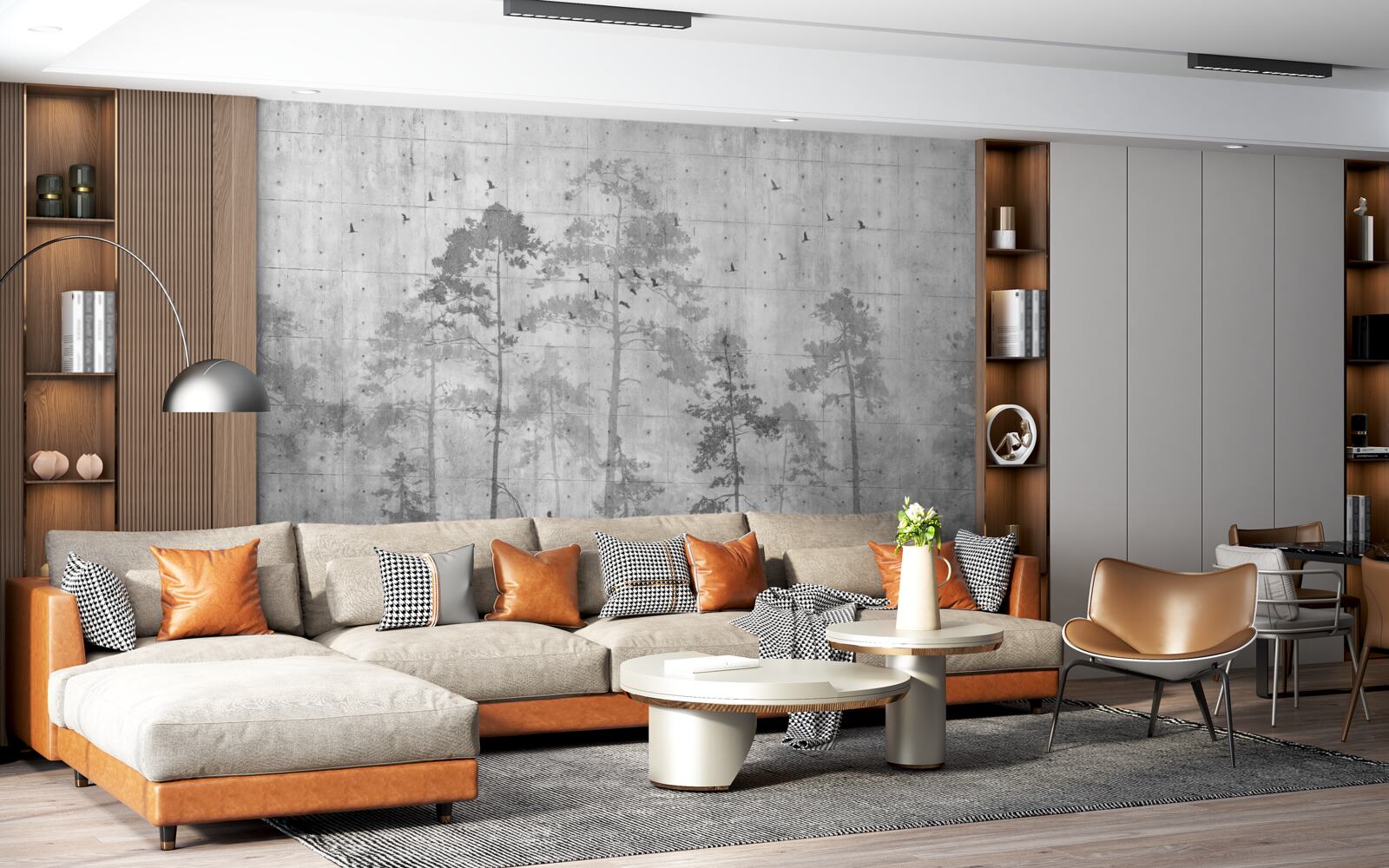 Fotobehang bos in zwart-wit