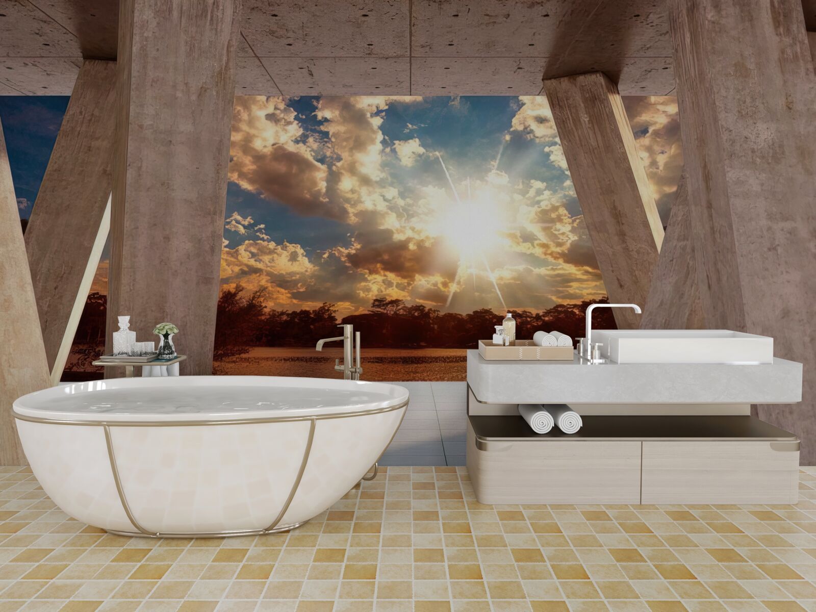 Fotobehang grote bouwelementen