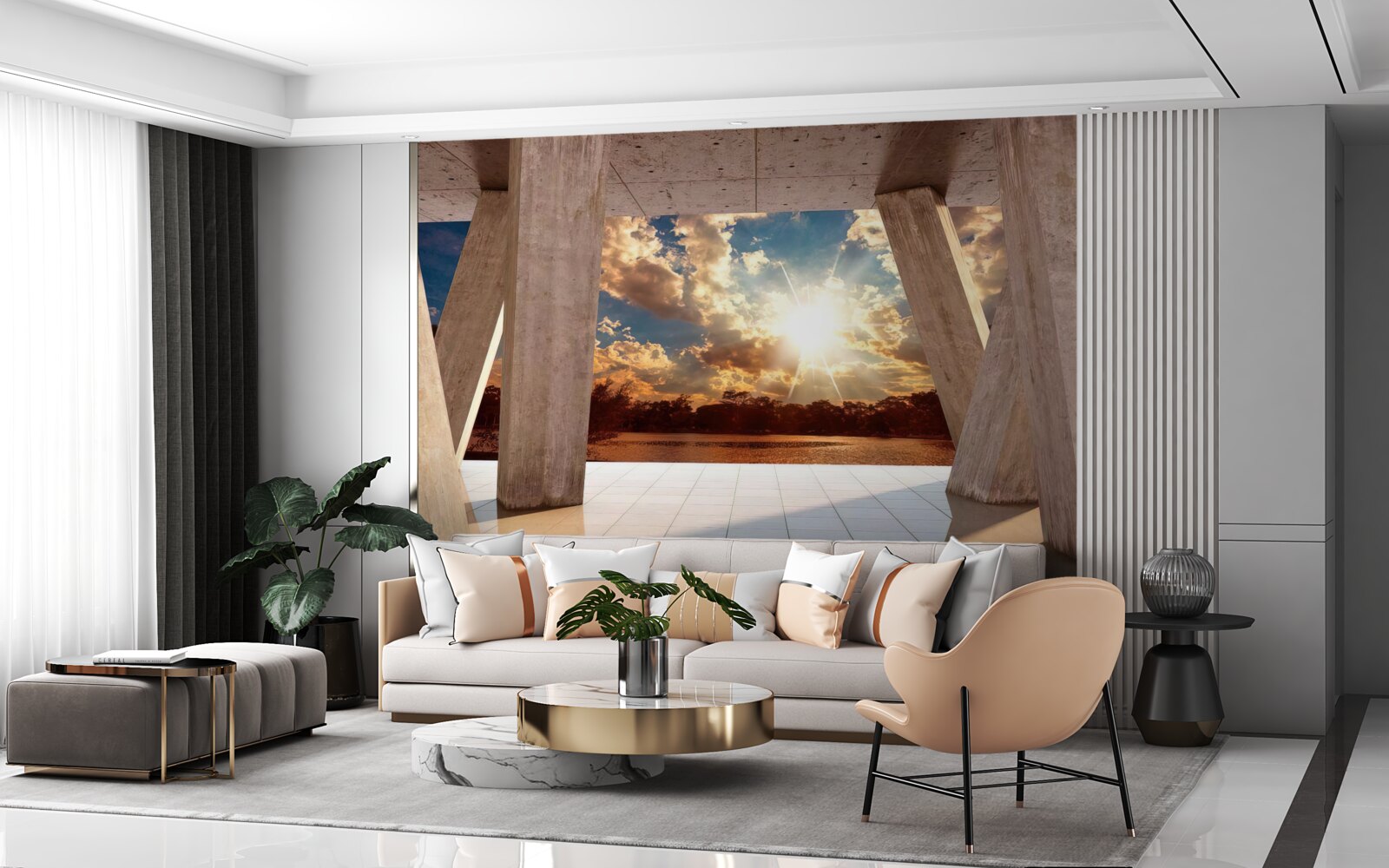 Fotobehang grote bouwelementen