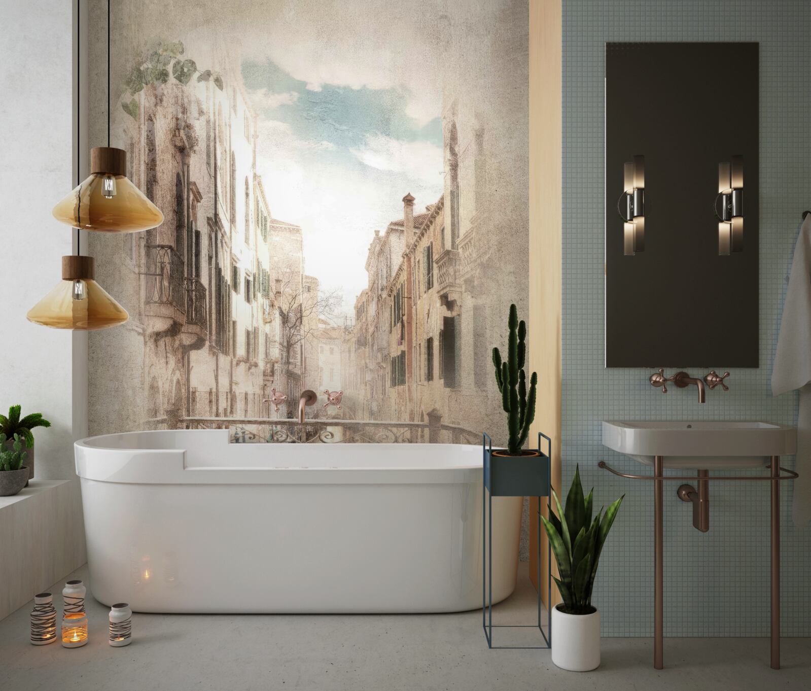 Fotobehang panorama vanaf het balkon