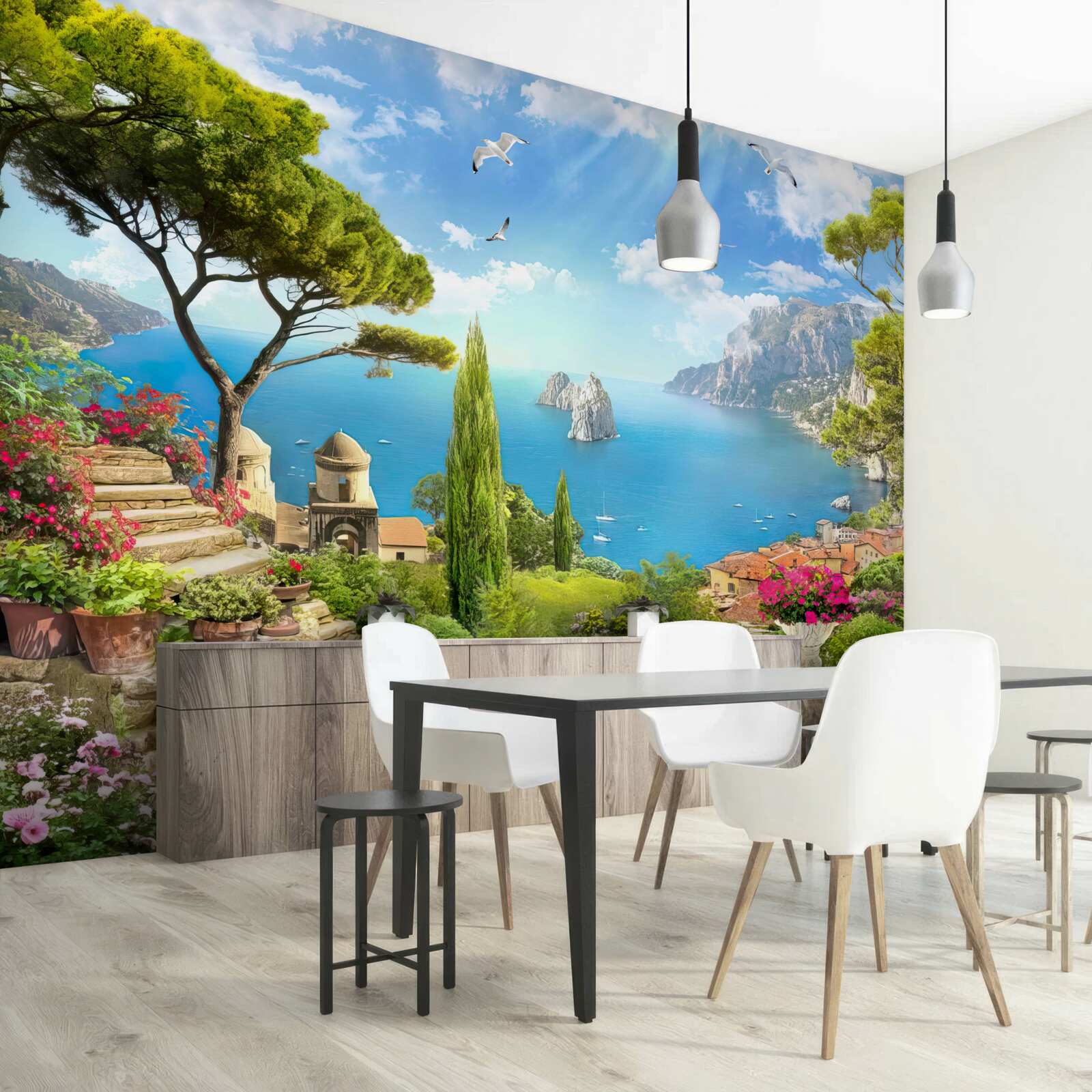 Fotobehang pad door groen struikgewas