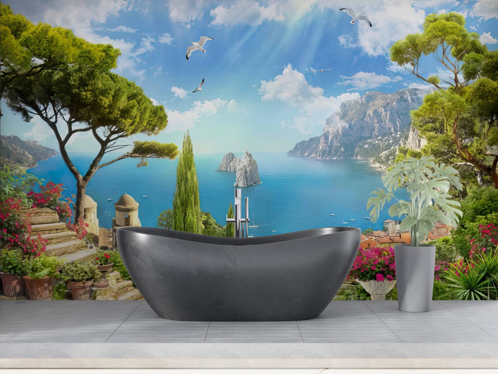 Fotobehang pad door groen struikgewas