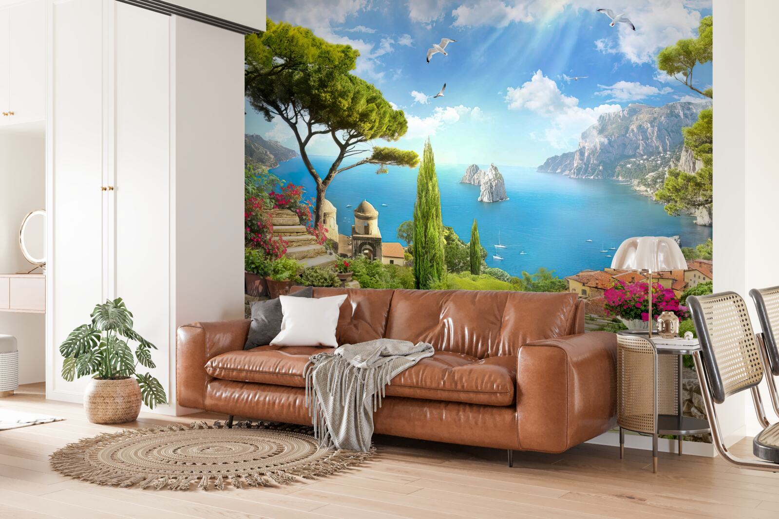 Fotobehang pad door groen struikgewas