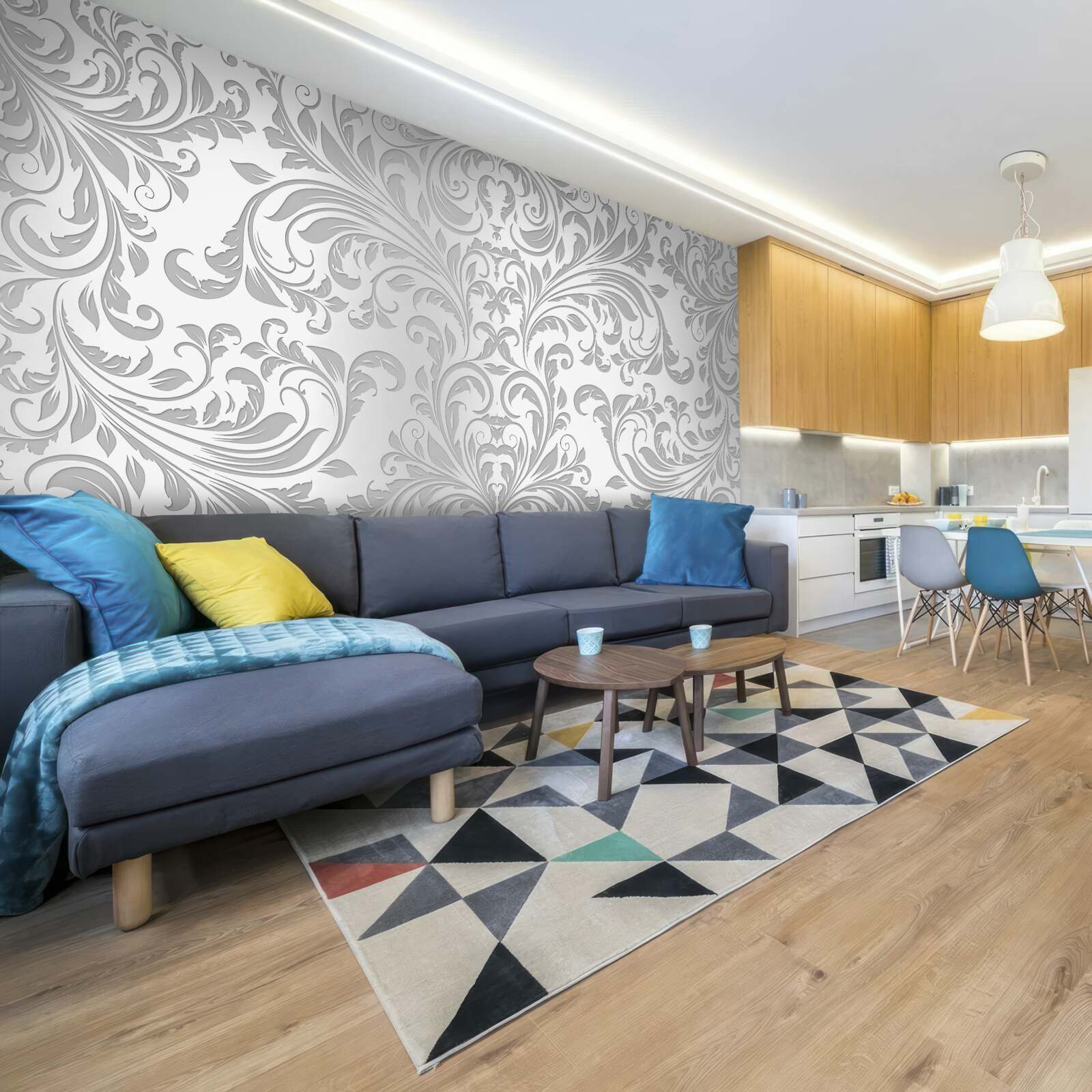 Fotobehang behang met grijze wervelpatronen