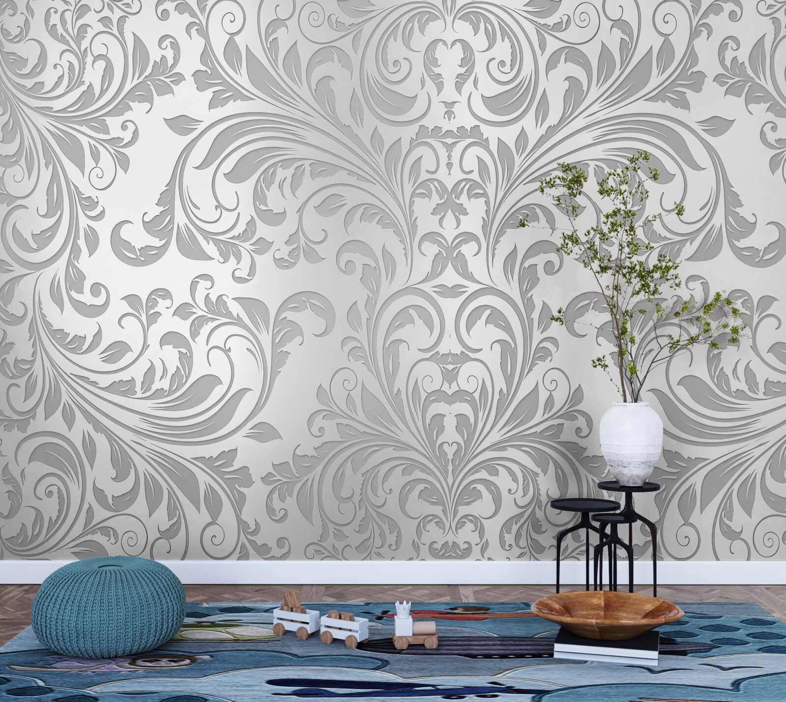 Fotobehang behang met grijze wervelpatronen