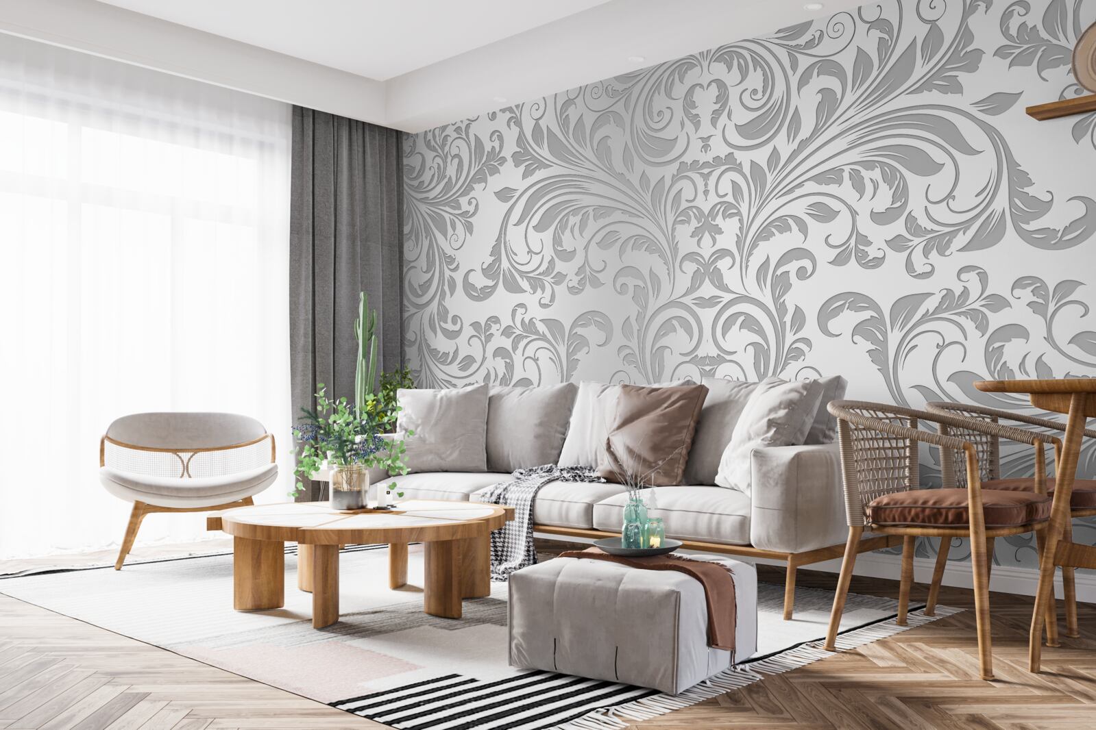 Fotobehang behang met grijze wervelpatronen
