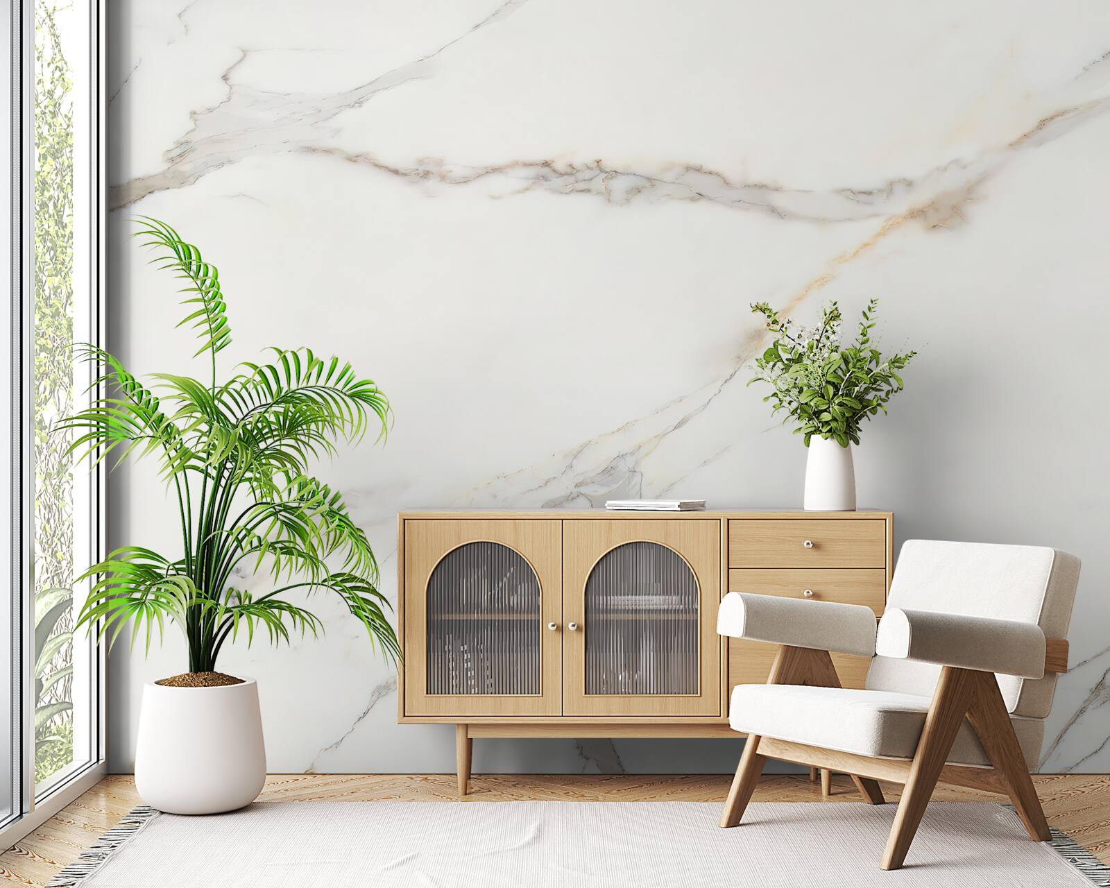 Fotobehang licht marmer met patronen