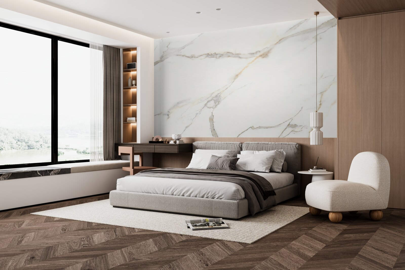 Fotobehang licht marmer met patronen