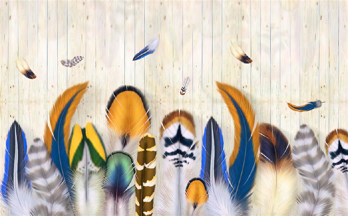 Fotobehang vogelveren in verschillende formaten en tinten