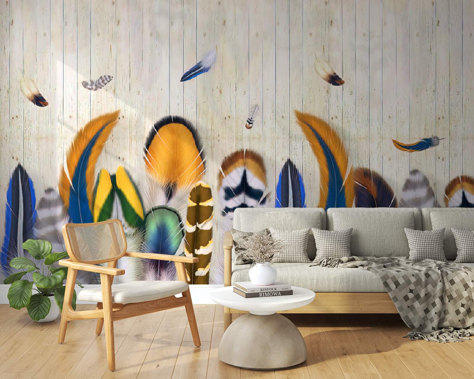 Fotobehang vogelveren in verschillende formaten en tinten