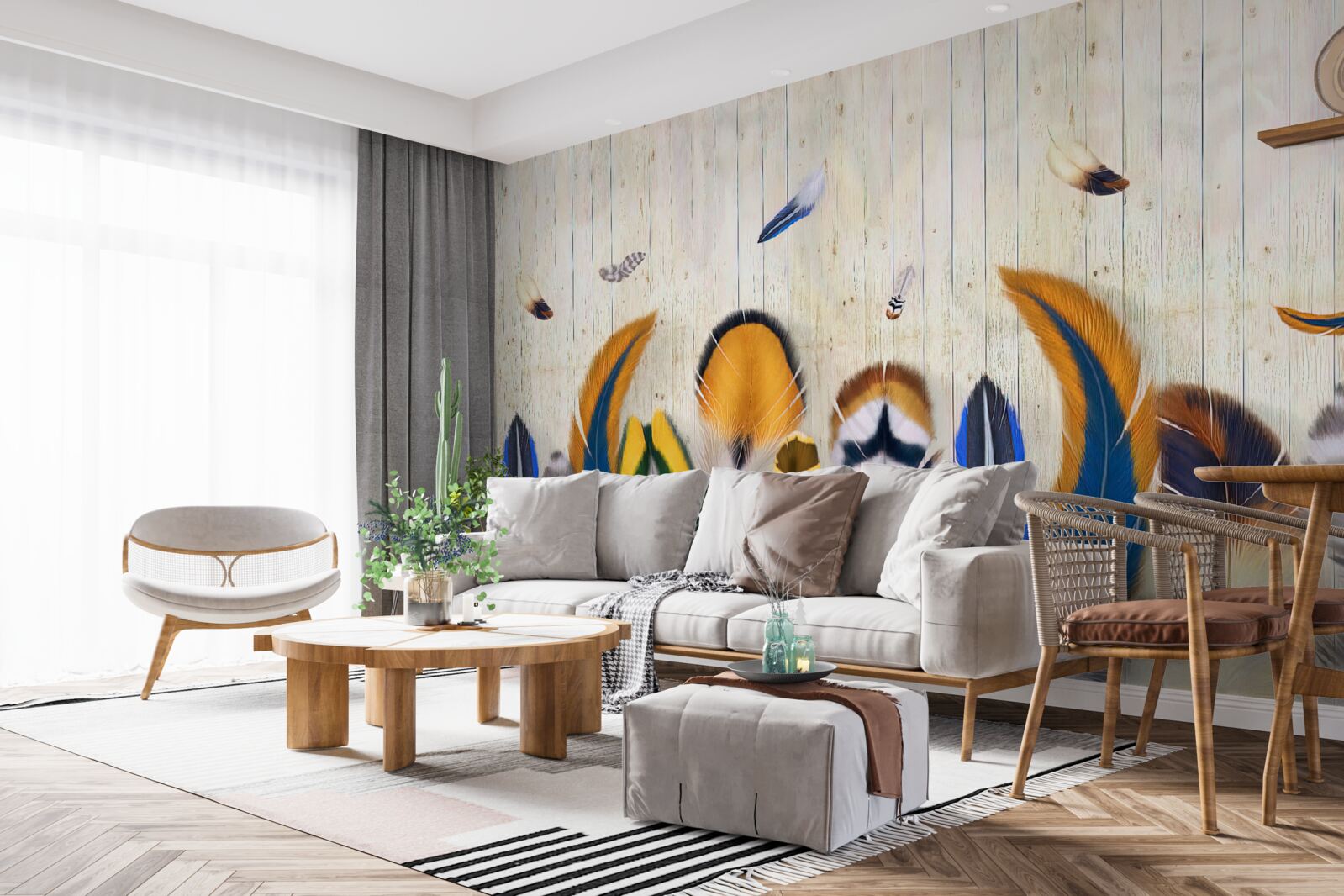 Fotobehang vogelveren in verschillende formaten en tinten