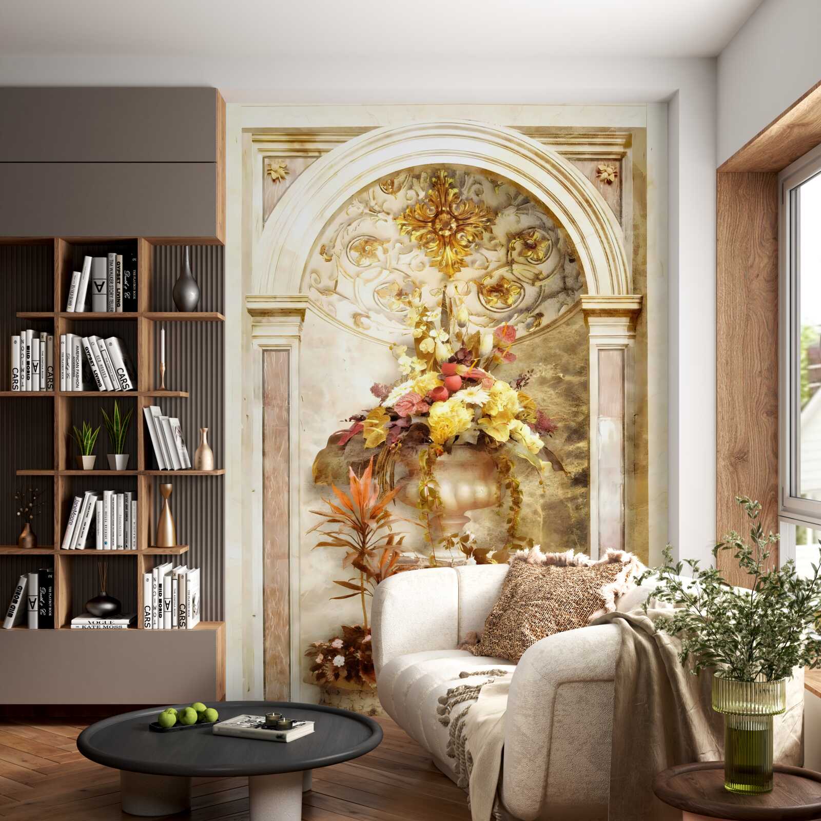 Fotobehang bloemen in muurvazen