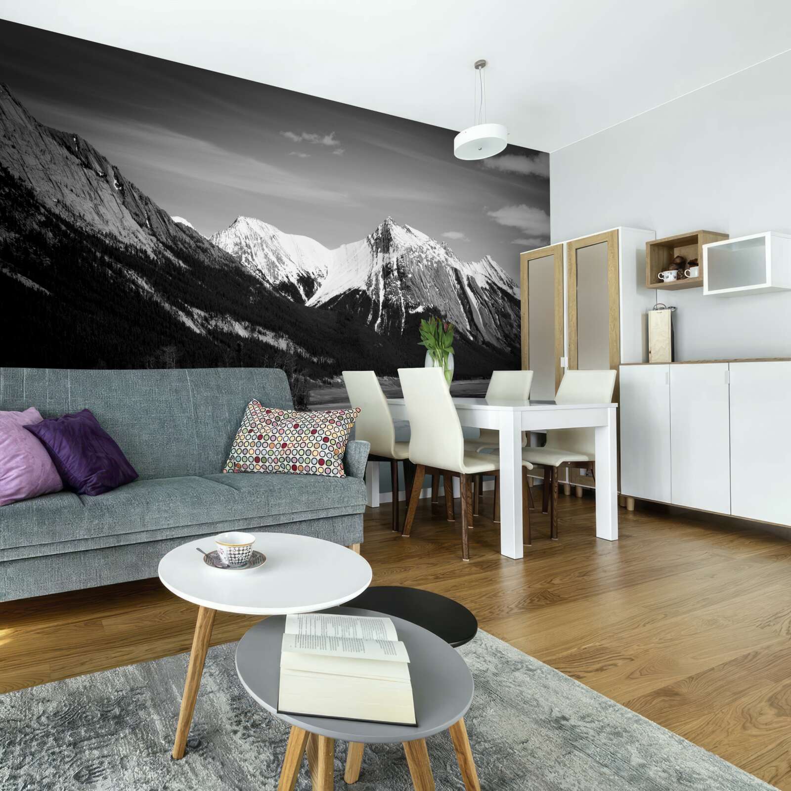 Fotobehang bergen in monochrome tinten