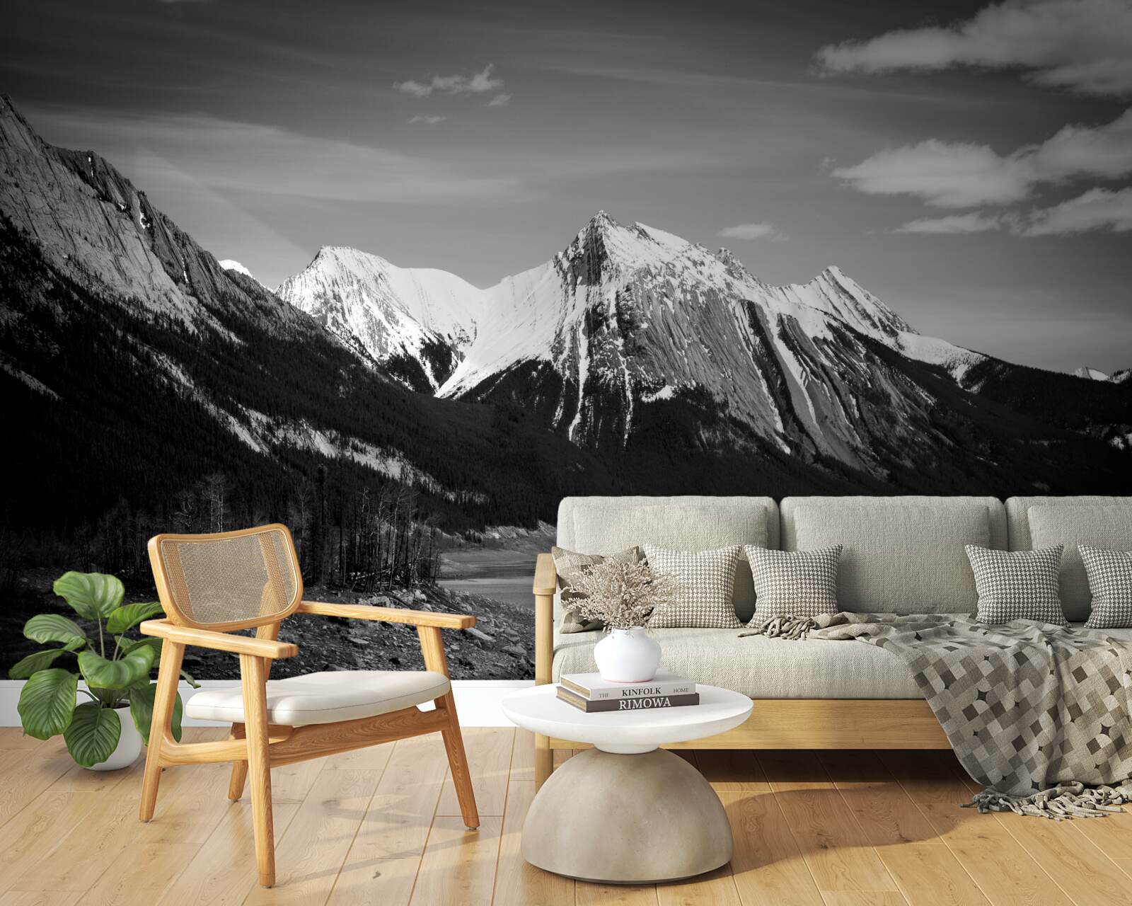 Fotobehang bergen in monochrome tinten