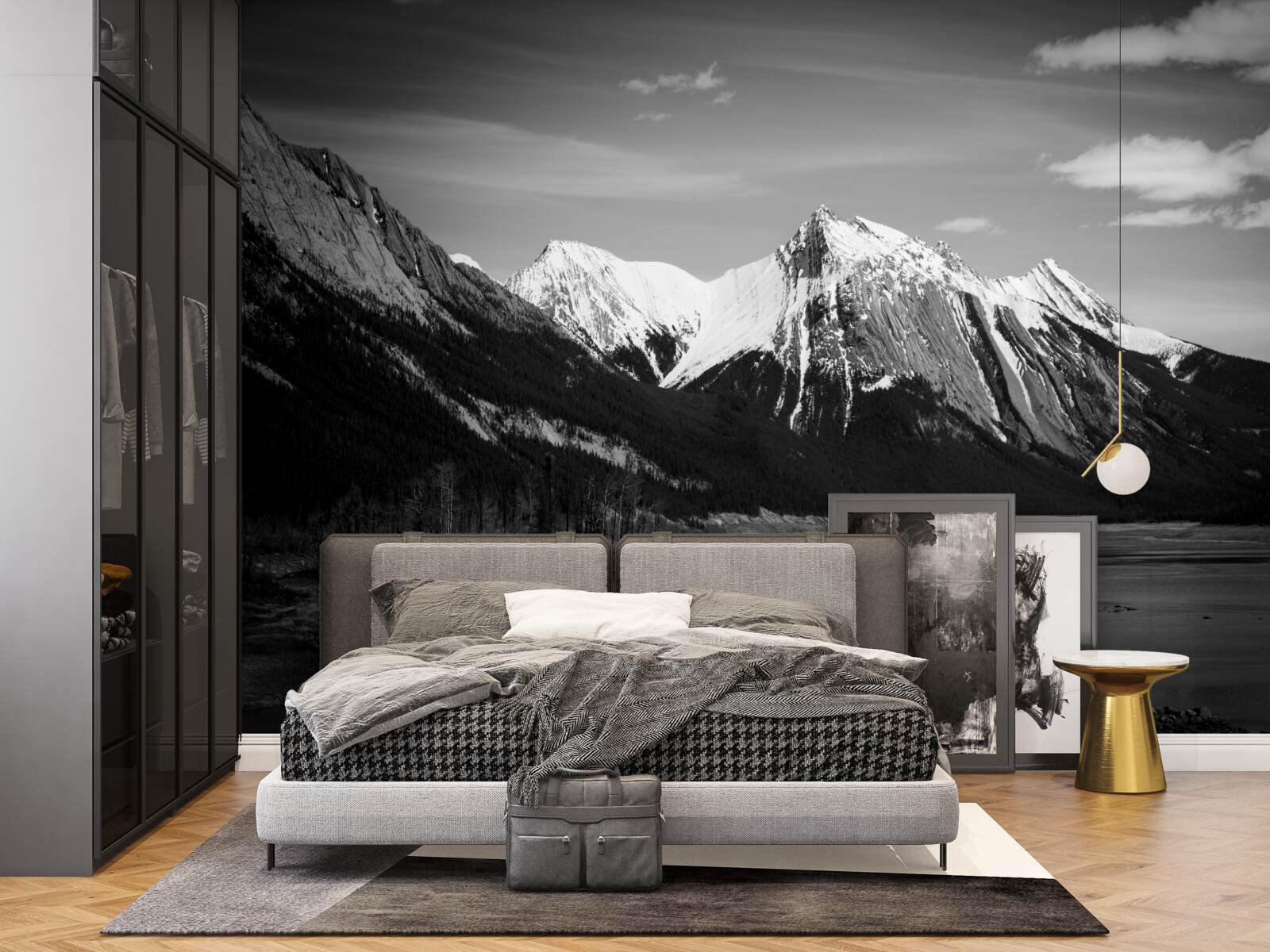 Fotobehang bergen in monochrome tinten