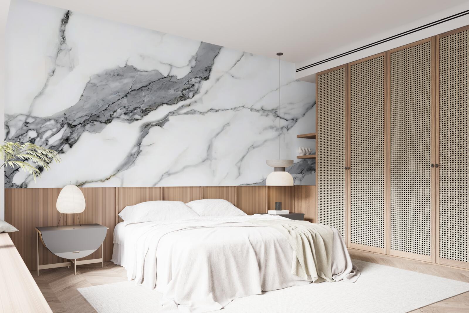 Fotobehang wit en grijs marmer