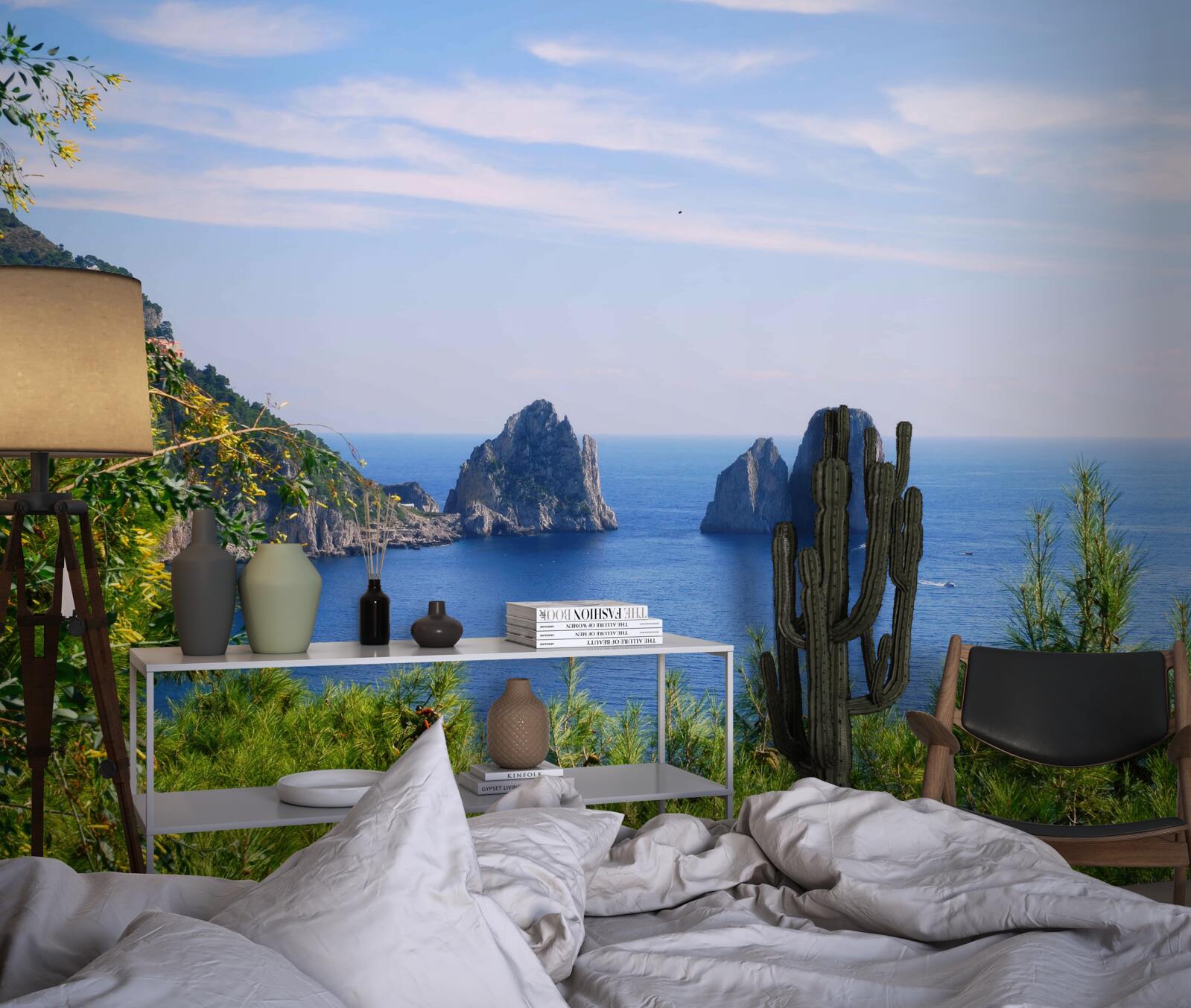 Fotobehang panorama van de oceaan en kliffen