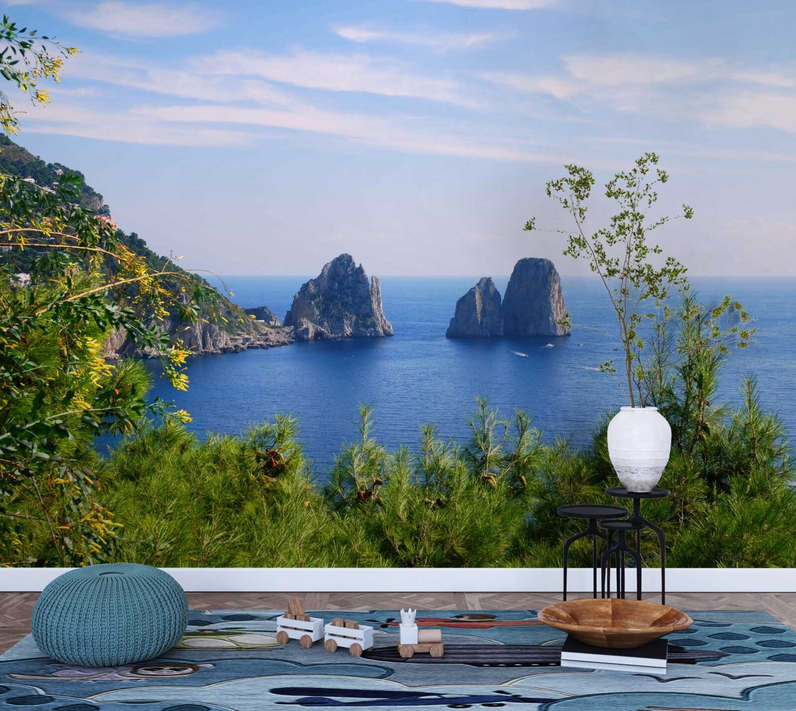 Fotobehang panorama van de oceaan en kliffen