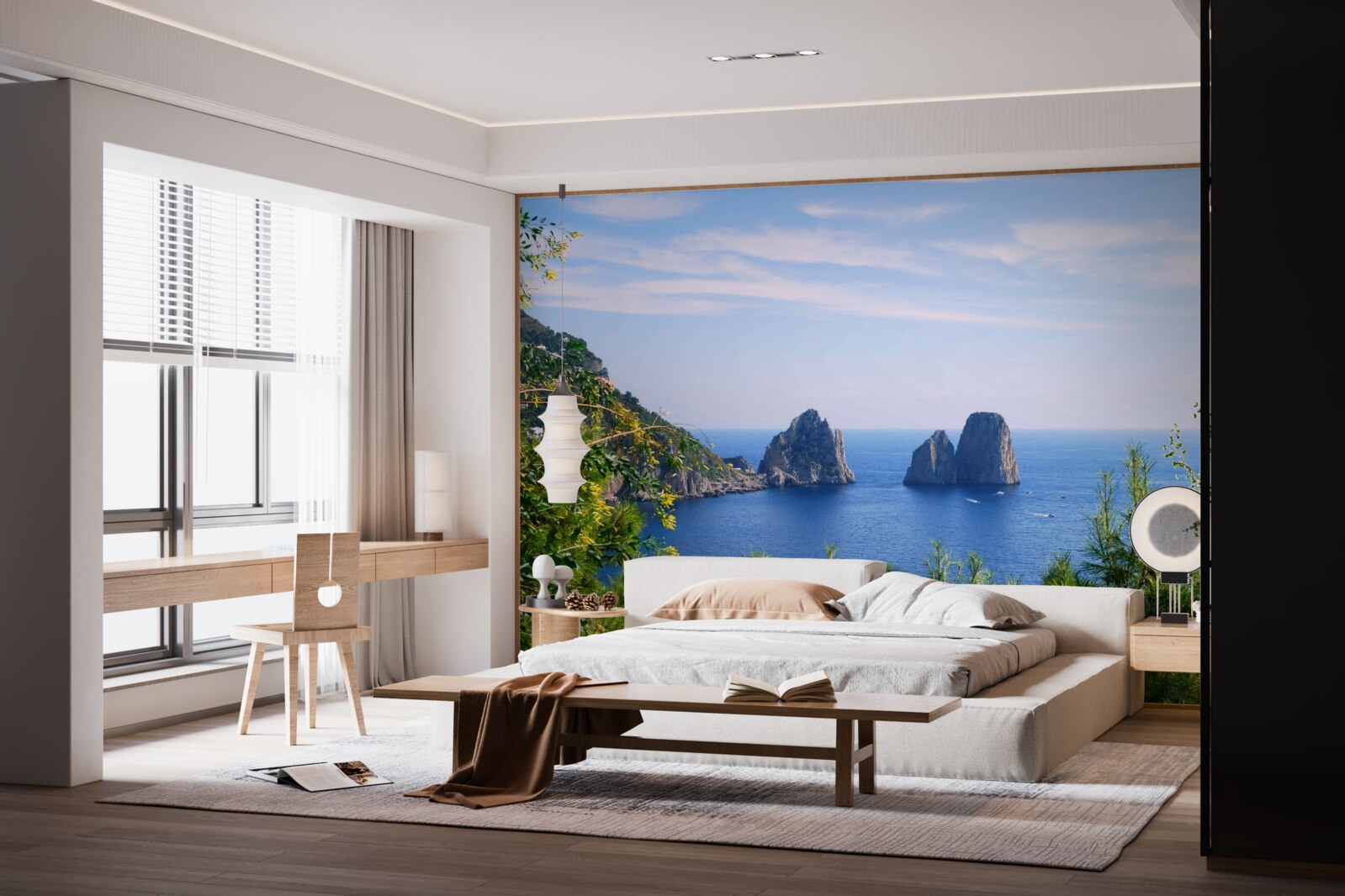 Fotobehang panorama van de oceaan en kliffen