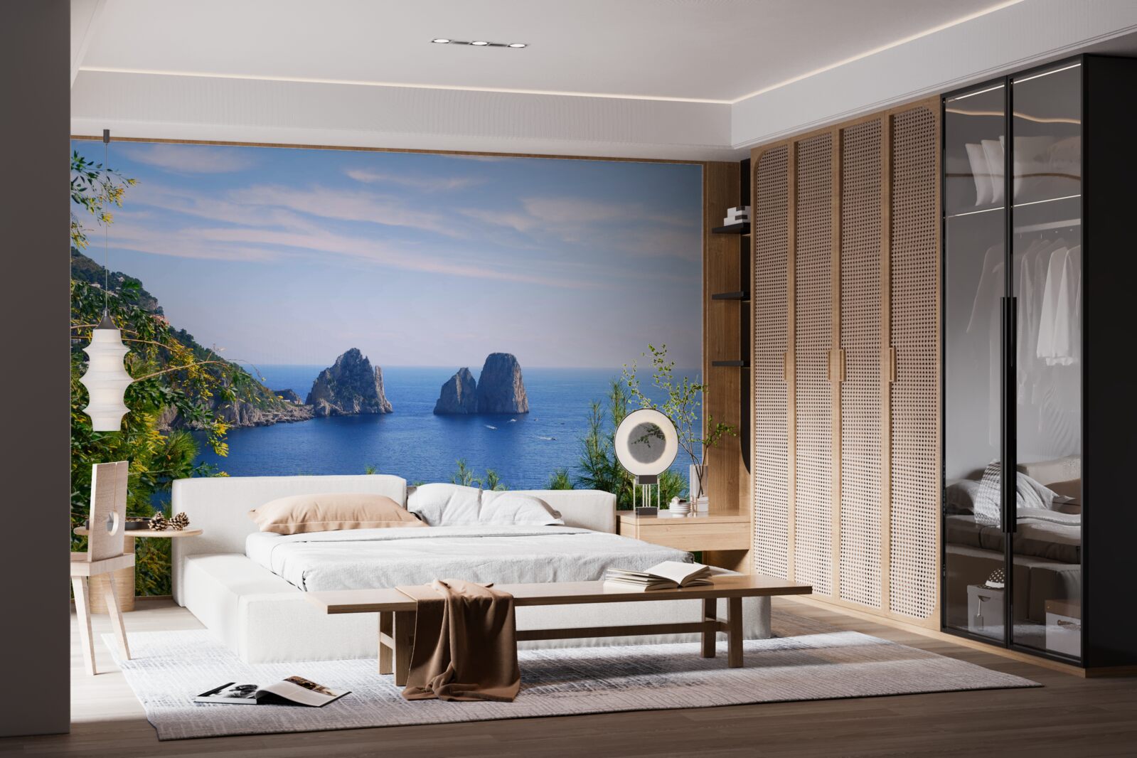 Fotobehang panorama van de oceaan en kliffen