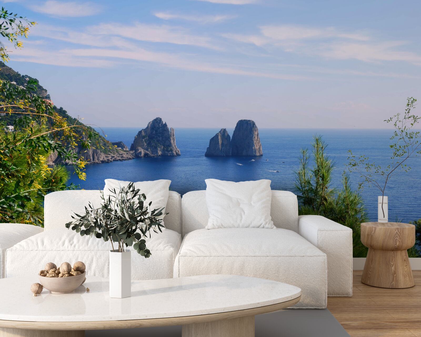 Fotobehang panorama van de oceaan en kliffen