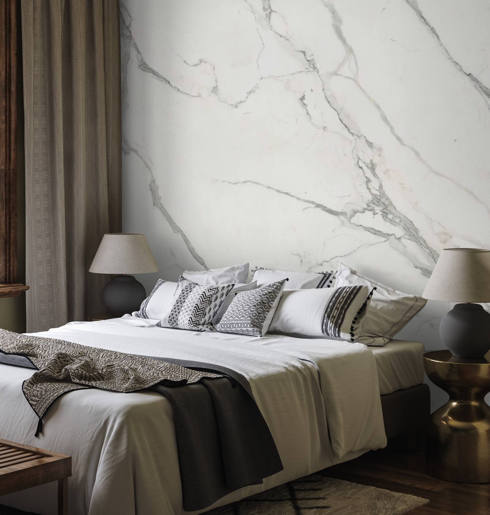 Fotobehang witte achtergrond doorkruist met grijze lijnen