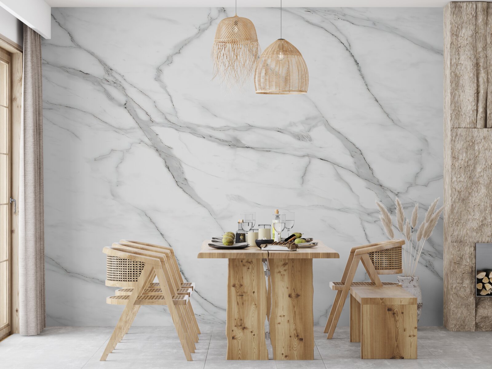 Fotobehang lichtgrijs gestreepte muur