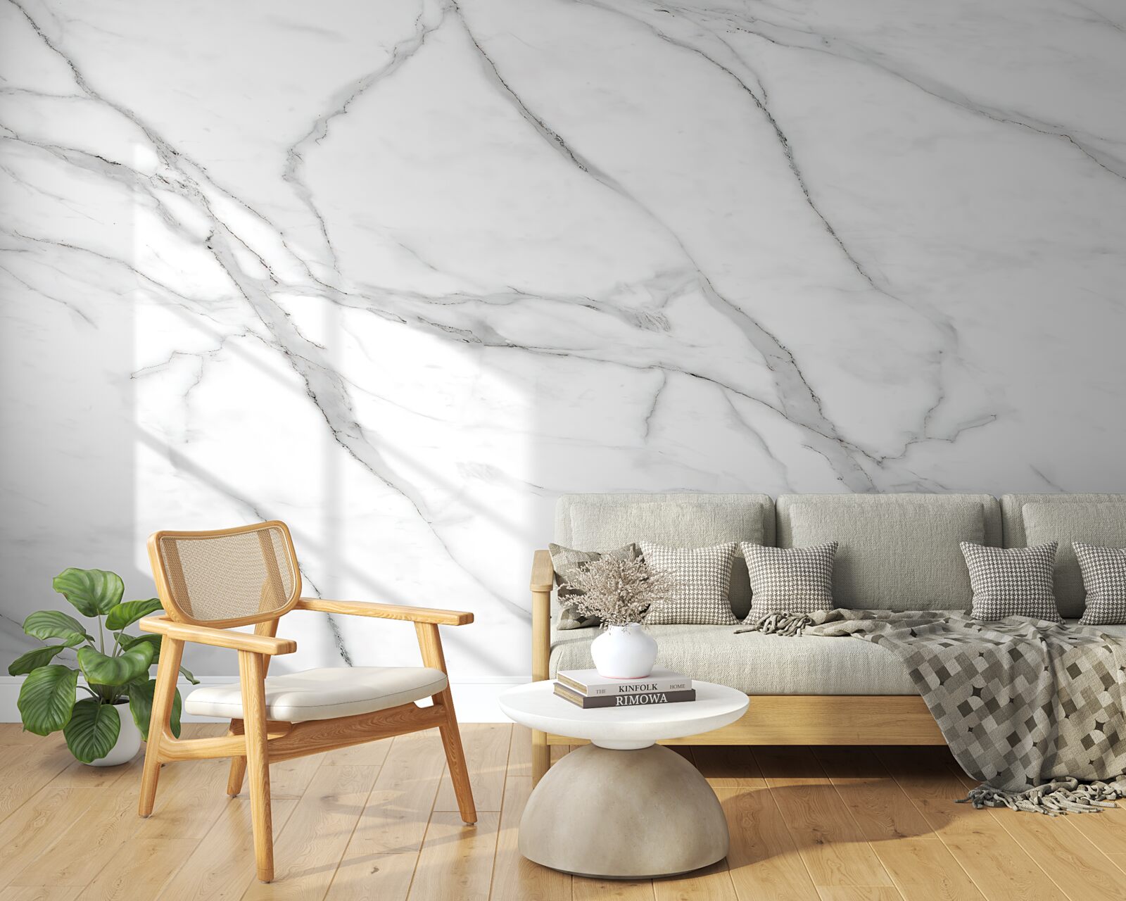 Fotobehang lichtgrijs gestreepte muur