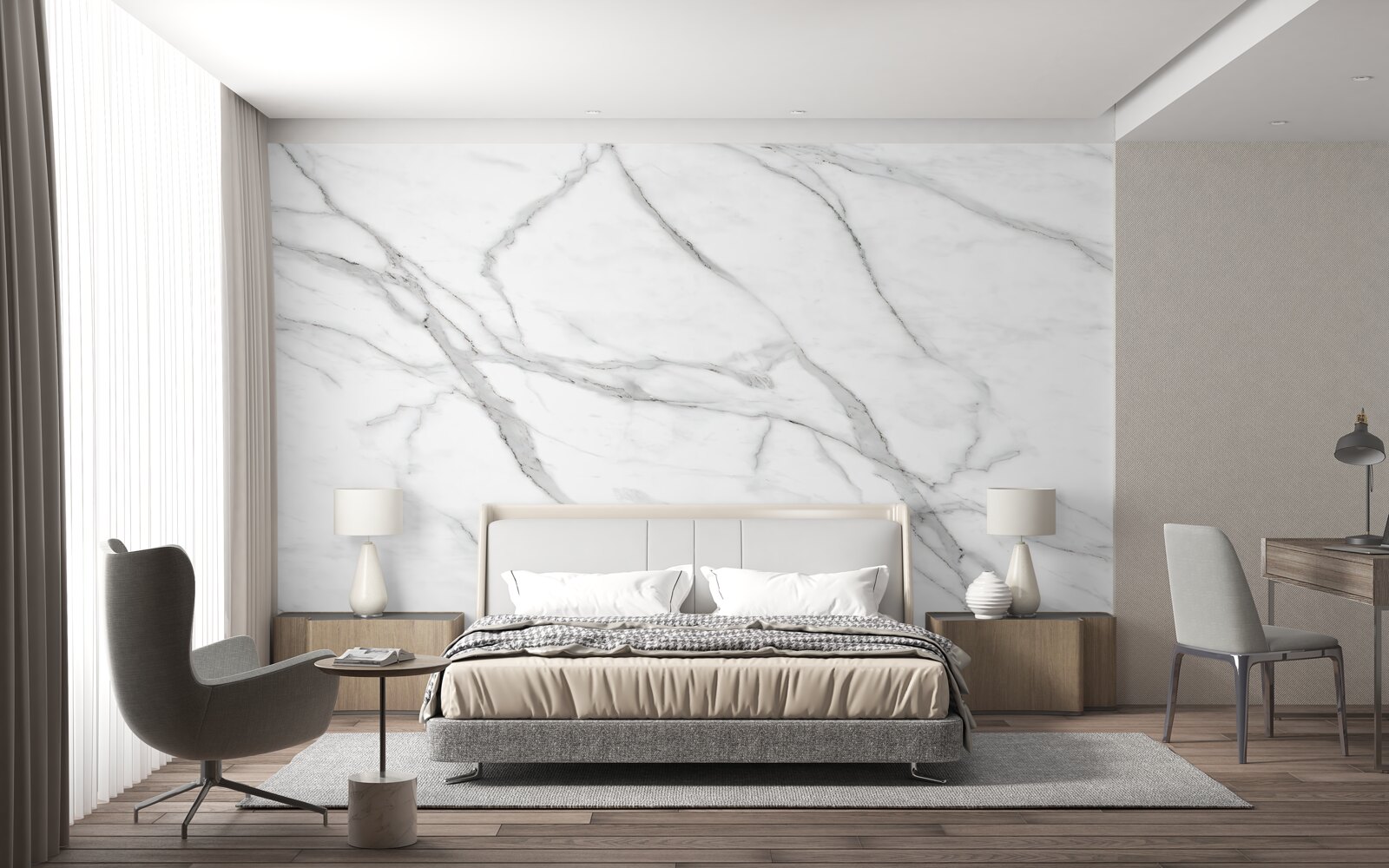 Fotobehang lichtgrijs gestreepte muur