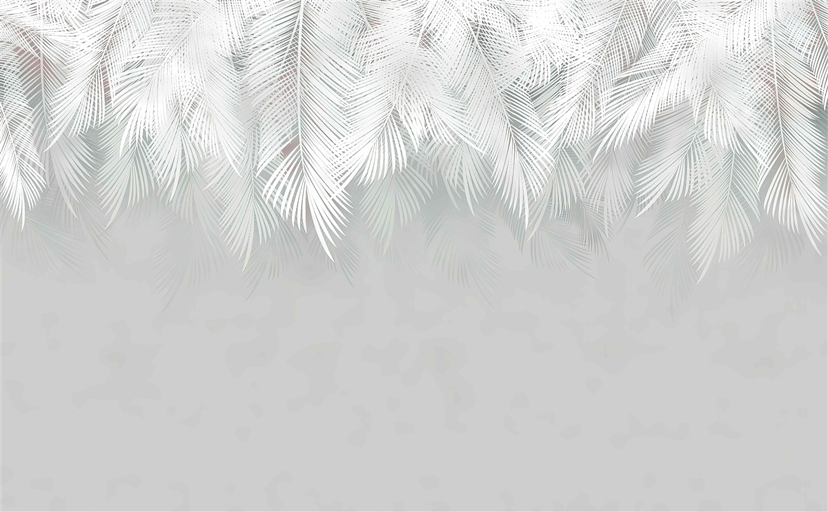 Fotobehang sneeuwwitte veren die naar beneden hangen