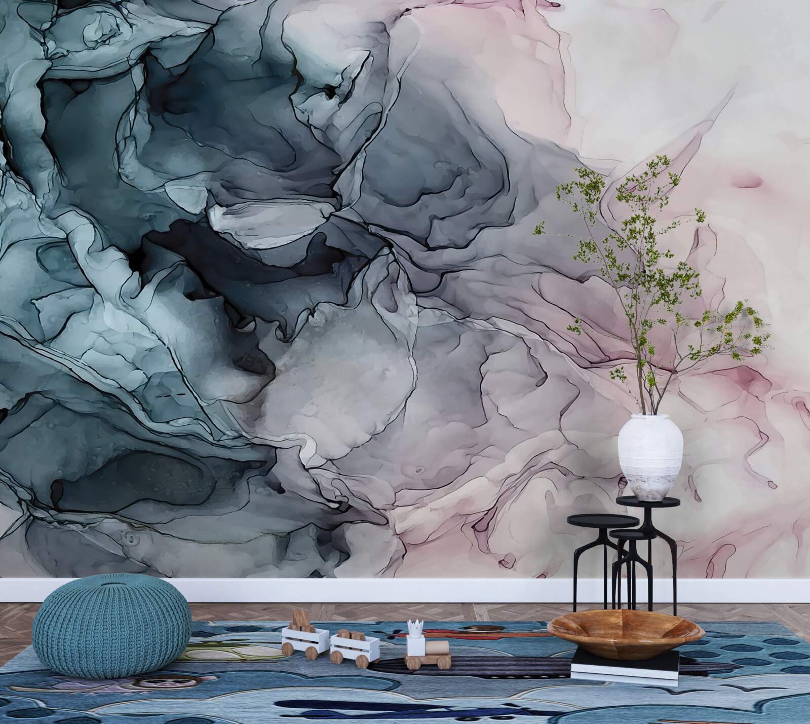 Fotobehang veelkleurige aquarelmarkeringen