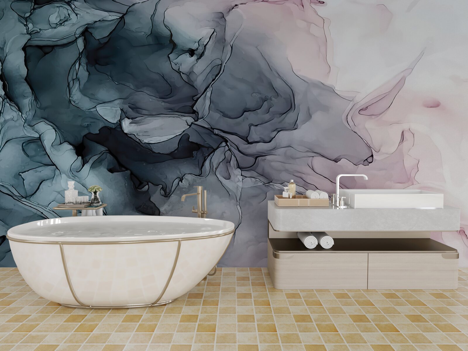 Fotobehang veelkleurige aquarelmarkeringen