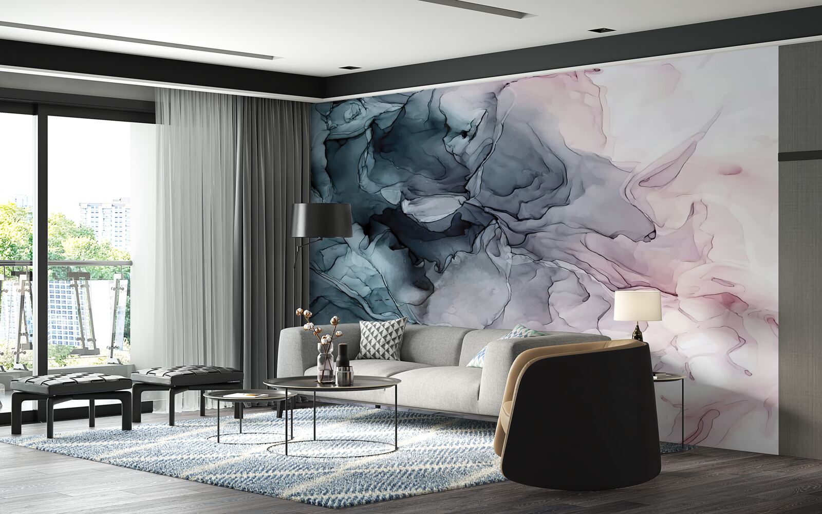 Fotobehang veelkleurige aquarelmarkeringen