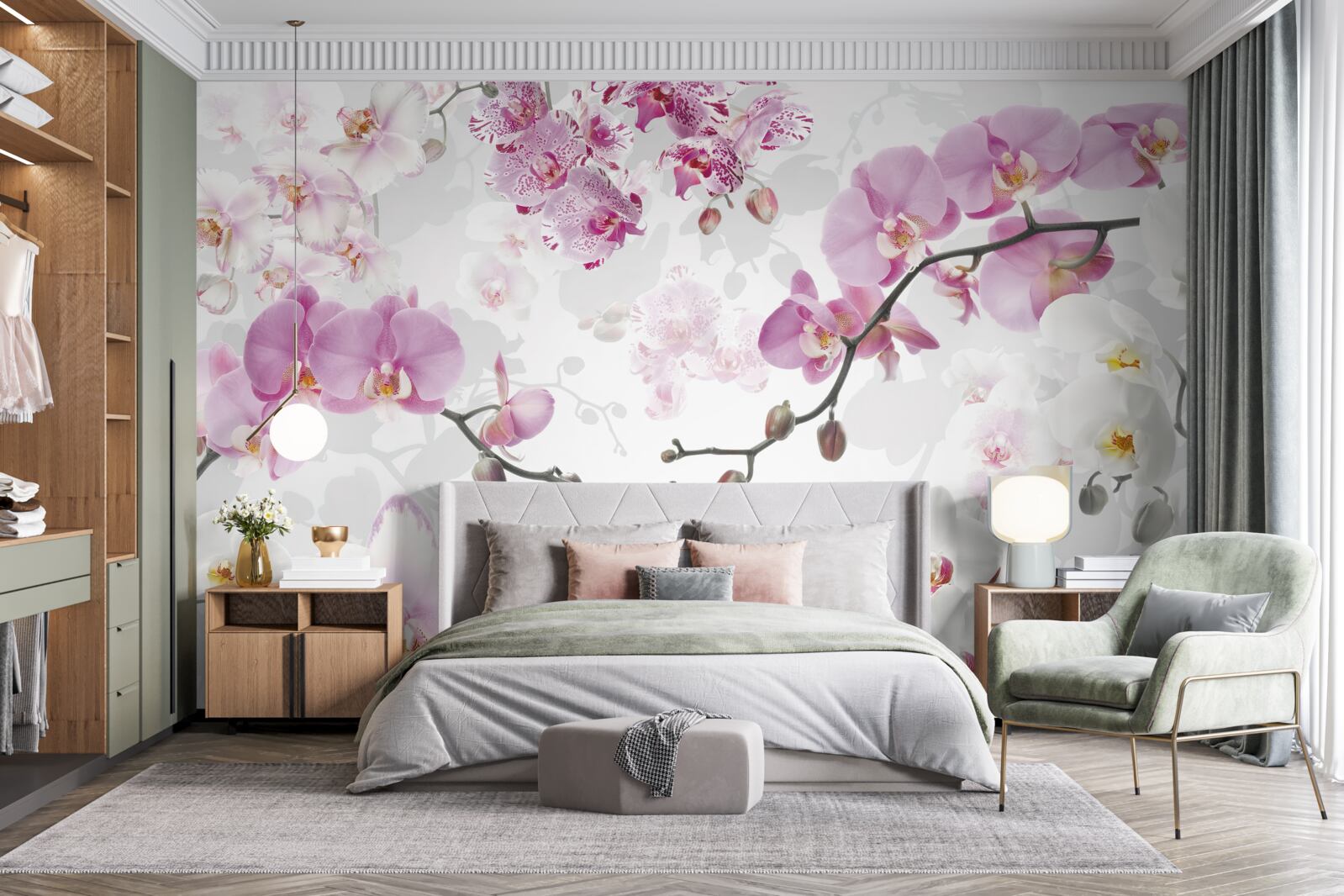 Fotobehang orchideeën takken