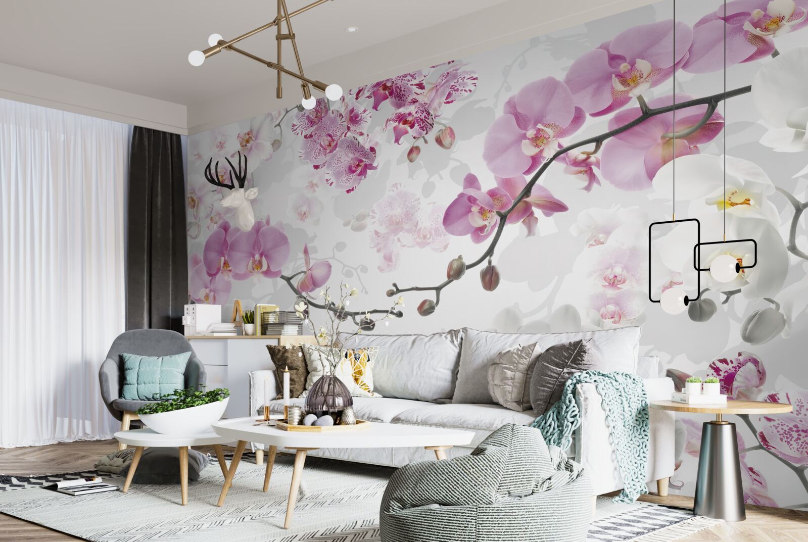 Fotobehang orchideeën takken