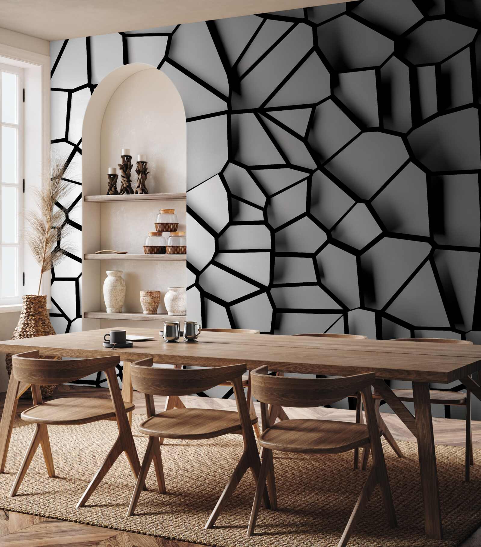 Fotobehang witte muur met volume-effect