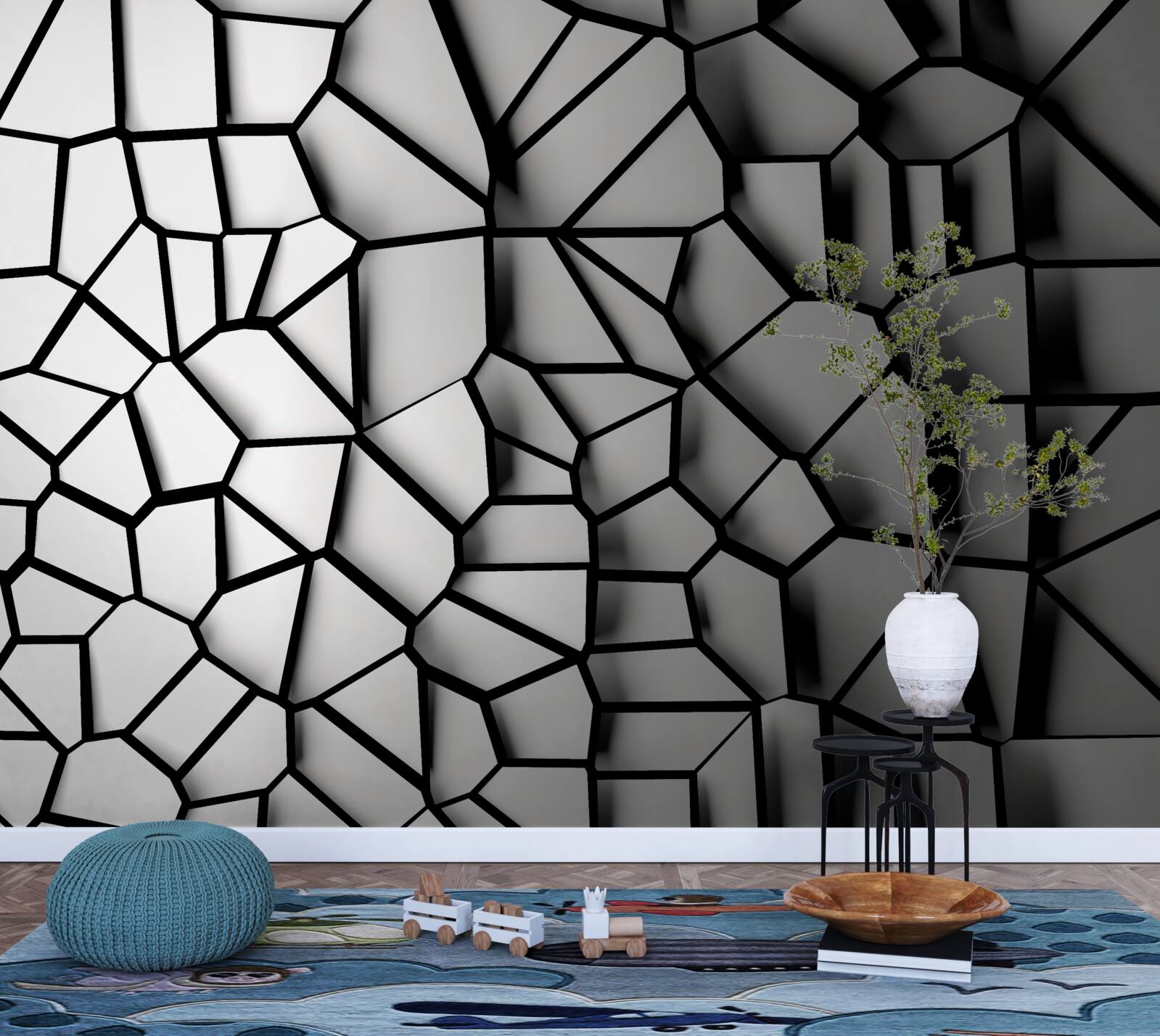 Fotobehang witte muur met volume-effect