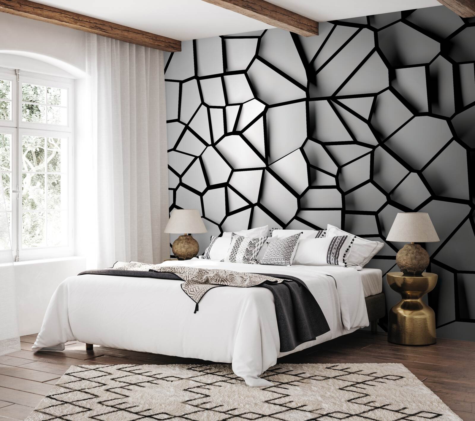 Fotobehang witte muur met volume-effect