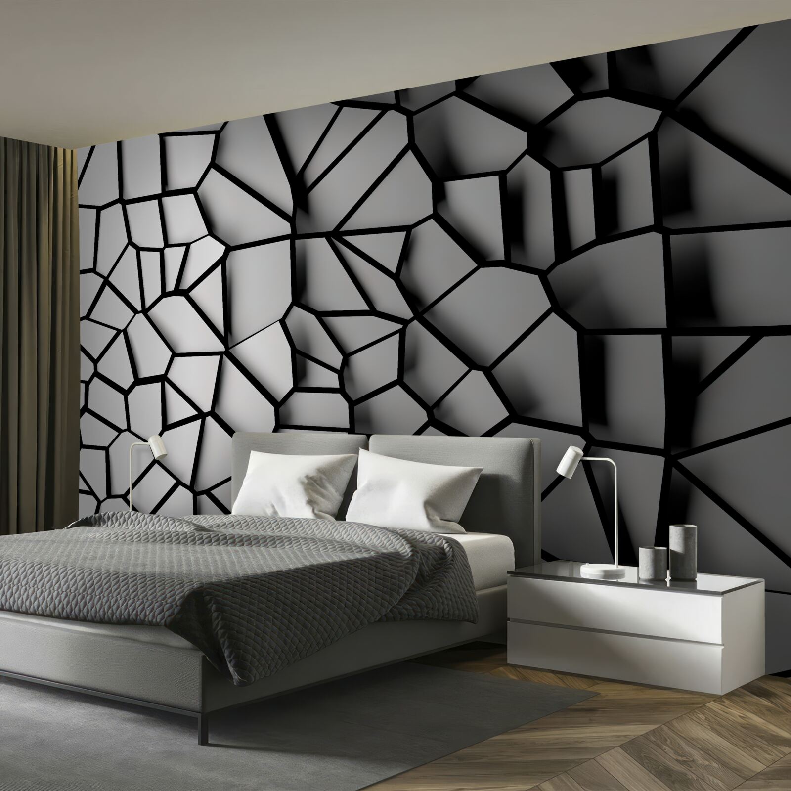 Fotobehang witte muur met volume-effect