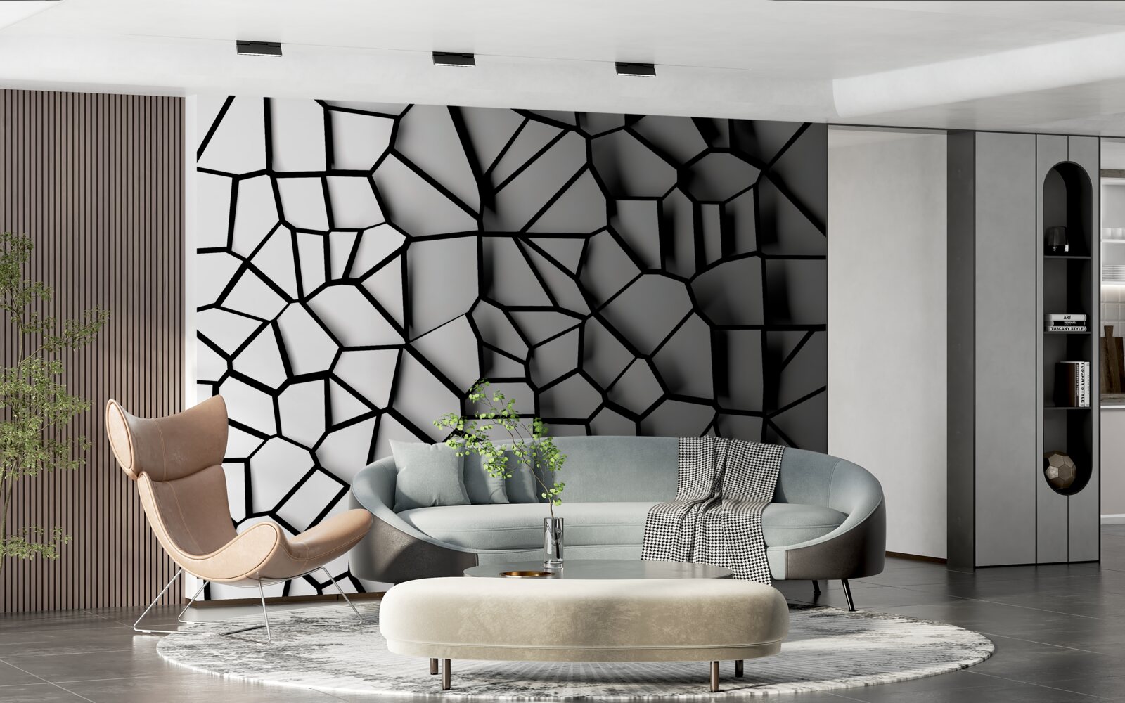 Fotobehang witte muur met volume-effect