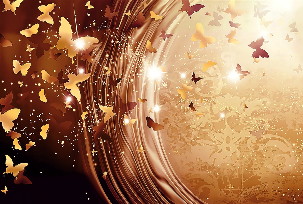 Fotobehang krullen en vlinders